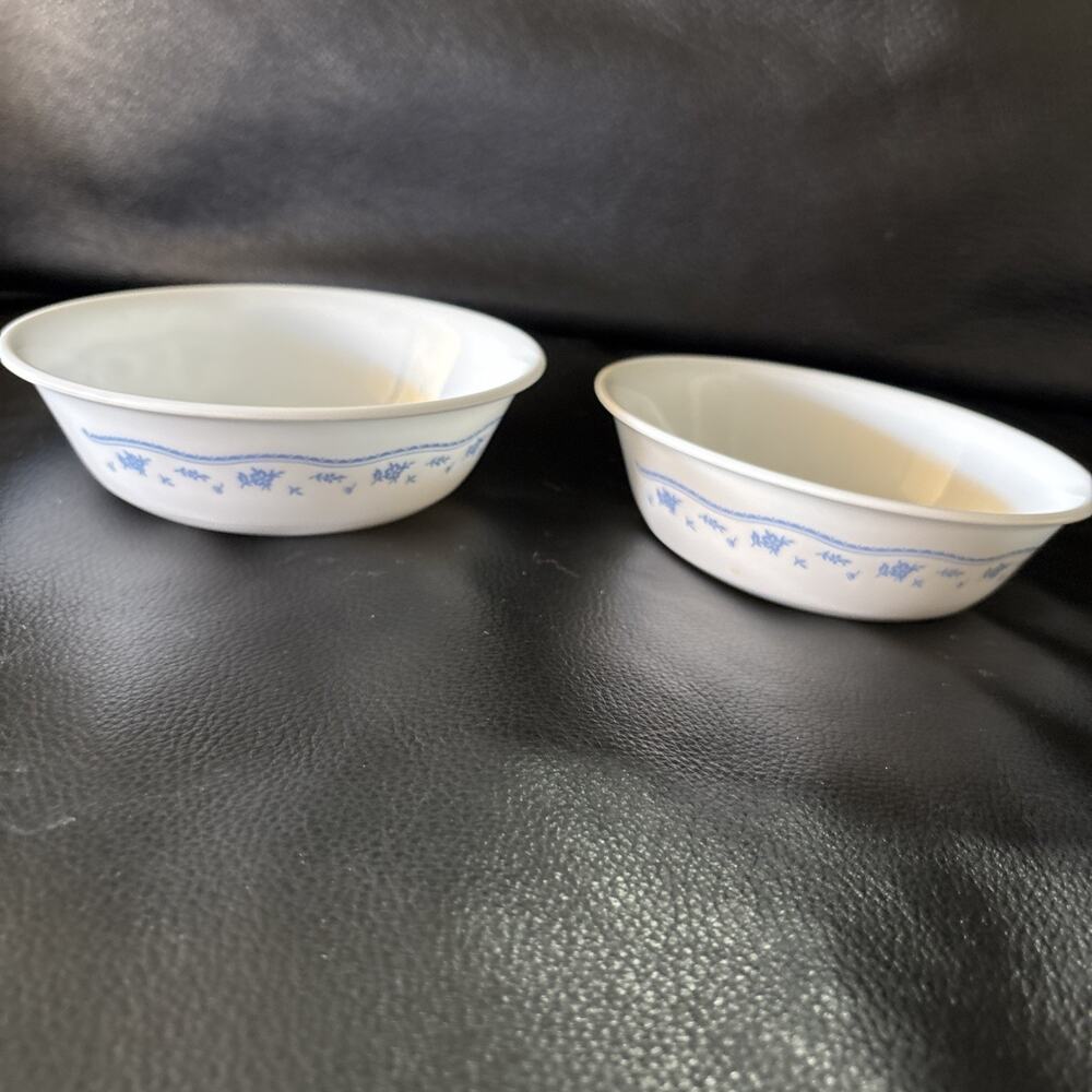 Set Of 2 Vtg Corelle Corning Morning/Provincial Blue Cereal/Soup Bowls 6.25 Inch